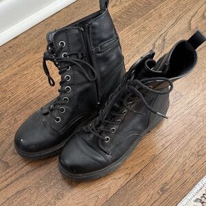 Black Lace-Up Combat Boots